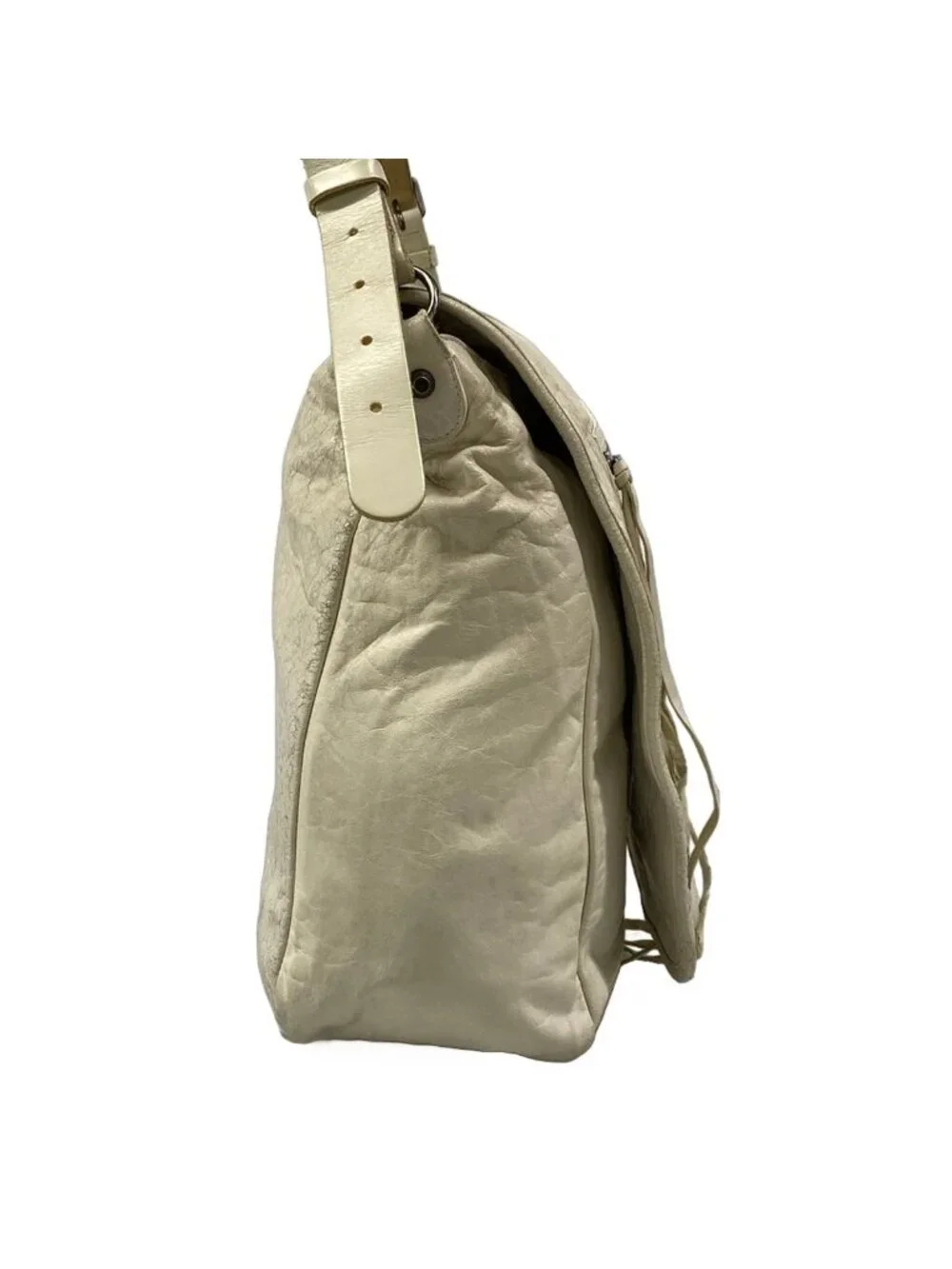 Balenciaga Shoulder Bag the Besace Ivory Leather